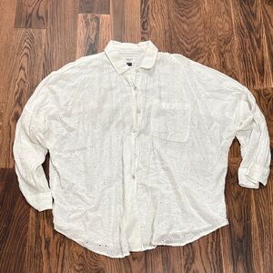 American Eagle Outfitters Cream Eyelet Blouse